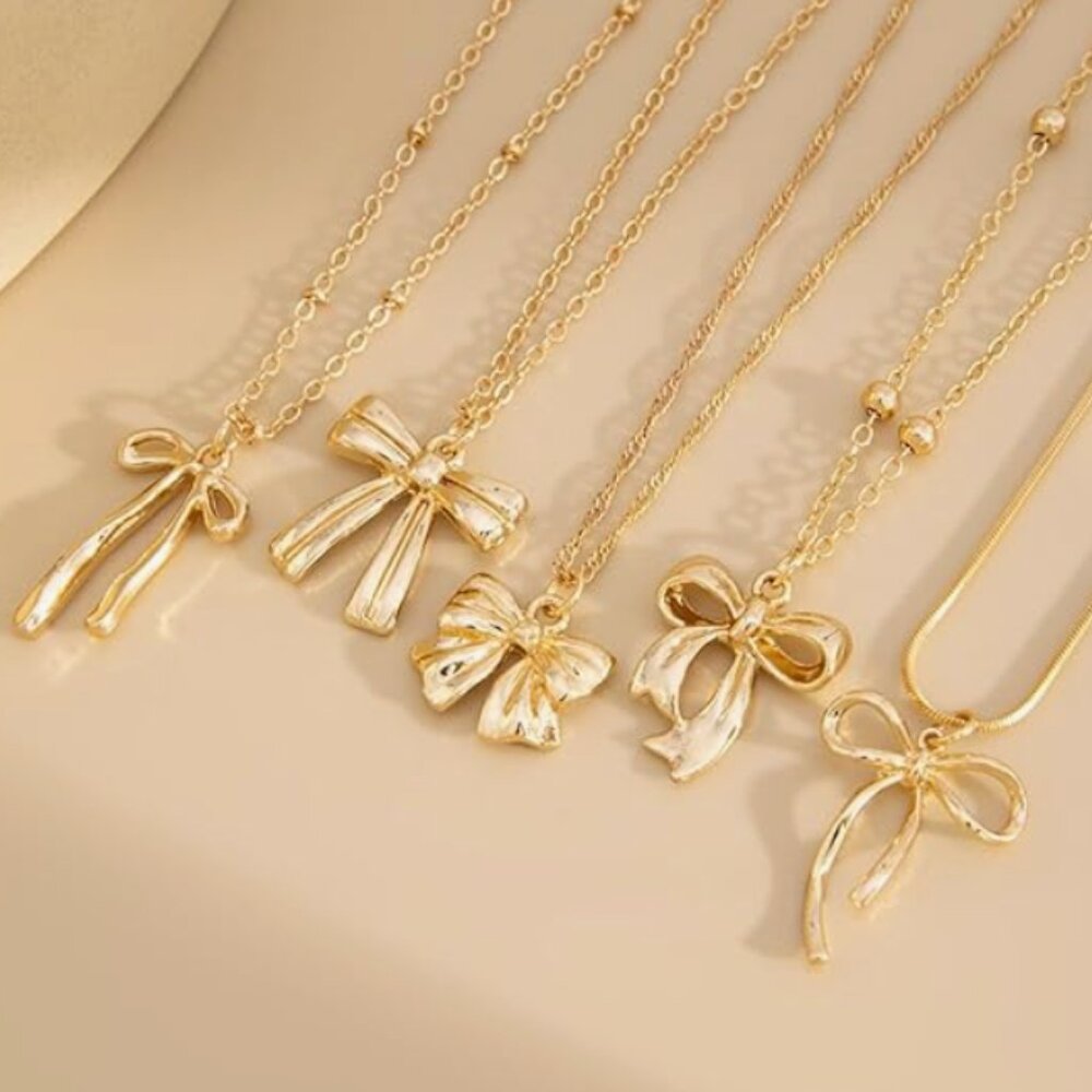 Gold Bow Necklace Stack Set - Picture 3 of 4